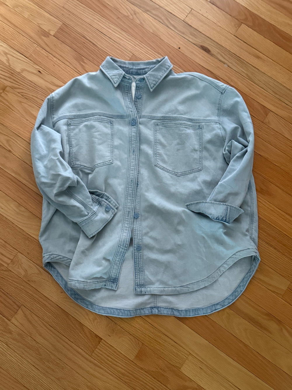 Aerie American Eagle NWT❗️Light Denin Soft Sweatshirt Shacket Jacket Button Down
